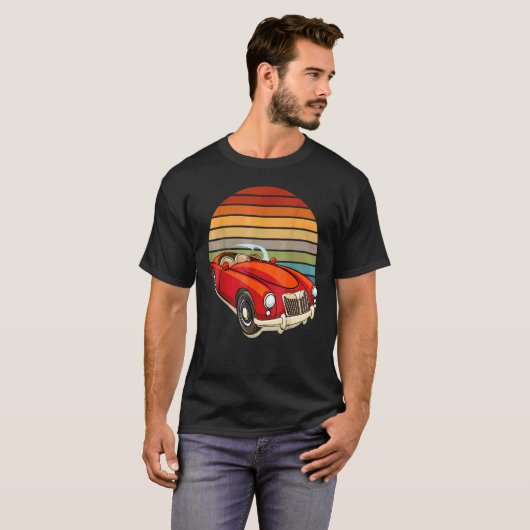Retro Sun W Tuning & Gaming Oldtimer Car Enthusias T-shirt (Voorkant volledig)