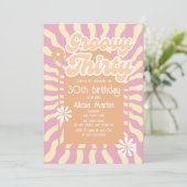 Retro Sun Wave Daisy Groovy Brown 30e verjaardag Kaart (Staand voorkant)