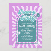 Retro Sun Wave Daisy Groovy Green 60e verjaardag Kaart (Voorkant / Achterkant)