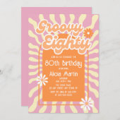 Retro Sun Wave Daisy Groovy Sinaasappel 80e Verjaa Kaart (Voorkant / Achterkant)