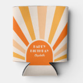 Retro Sunburst Arch Typografie Verjaardagsplezier Blikjeskoeler (Voorkant)