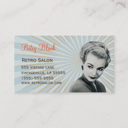 Retro  Sunburst Hair Stylist Visitekaartje (Voorkant)