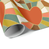 Retro sunburst hart cadeaupapier (Rol Hoek)