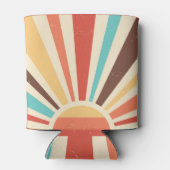 Retro sunburst: kleurrijke  banner. blikjeskoeler (Achterkant)