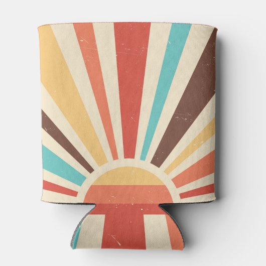 Retro sunburst: kleurrijke  banner. blikjeskoeler (Achterkant)