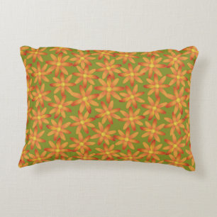 Retro Sunburst Madelief Bloemmotief in Gouden Olij Accent Kussen