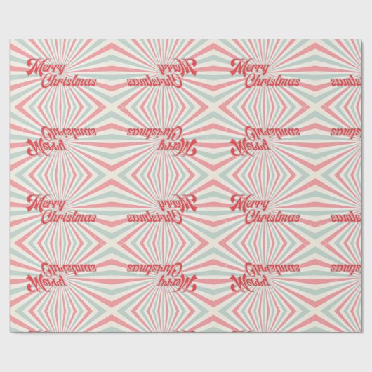 Retro Sunburst Merry Kerstmis midden eeuw Cadeaupapier (Vlak)
