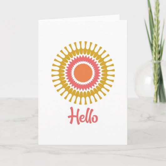 Retro Sunburst Note Kaart in rood, Sinaasappel en  (Voorkant)