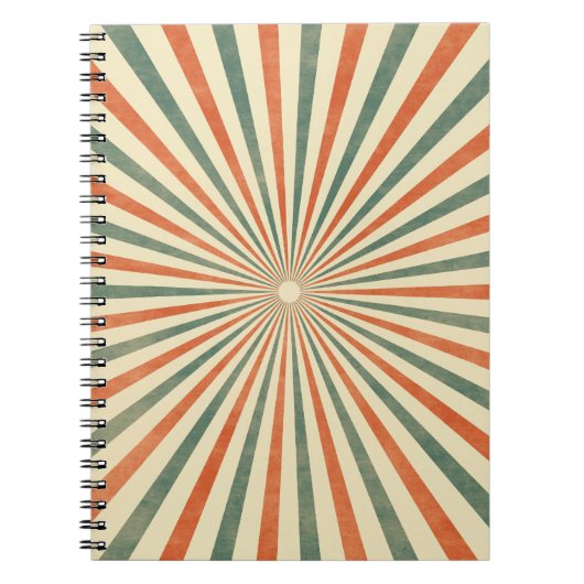 Retro Sunburst Spiral Design Notitieboek (Voorkant)