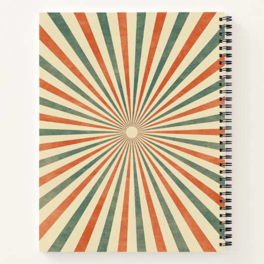 Retro Sunburst Spiral  Design Notitieboek (Achterkant)