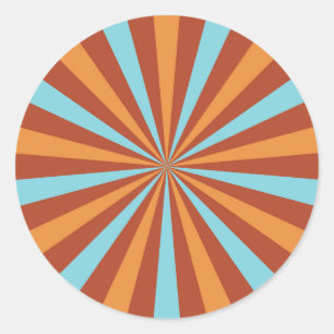 Retro Sunburst Sticker: Moderne  middeneeuwse Ronde Sticker