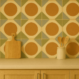 Retro Sunburst-tegel – Warm geometrisch ontwerp Tegeltje