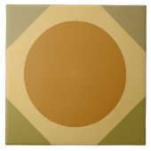 Retro Sunburst Tile – Warm Geometric Design Tegeltje (Voorkant)