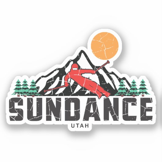 Retro Sundance Bergski Sticker (Voorkant)