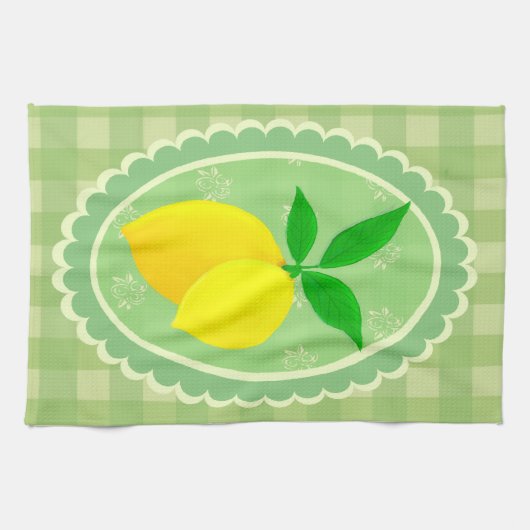 Retro Sunny Lemon Yellow Spring Green Theedoek (Horizontaal)