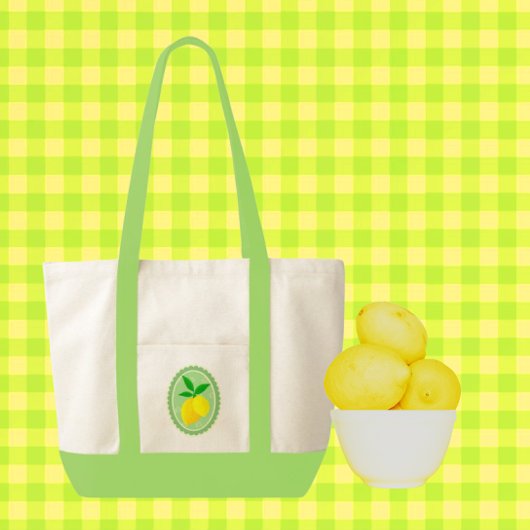 Retro Sunny Lemon Yellow Spring Green Tote Bag