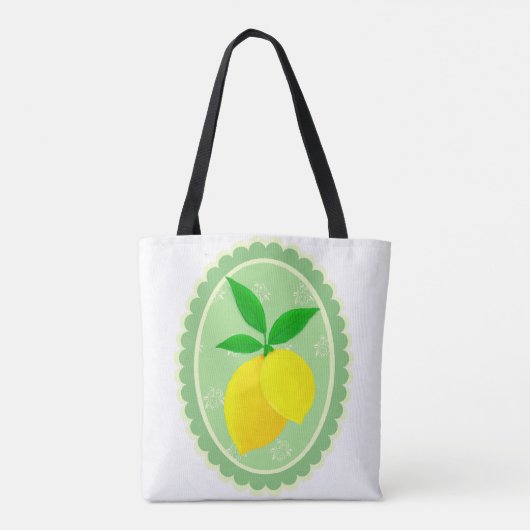 Retro Sunny Lemon Yellow Spring Groen Wit Draagtas (Achterkant)