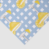 Retro Sunny Yellow Lemon Drop Blue Check Tissuepapier (Detail)