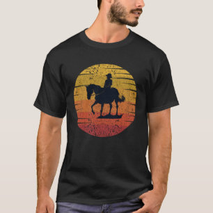Retro Sunser Beautifull Horse Riding Girl T-shirt