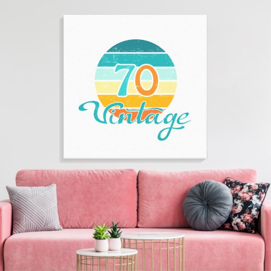 Retro Sunset 70  gestrest Canvas Afdruk (Insitu (Woonkamer))