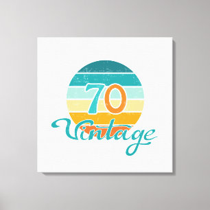 Retro Sunset 70 gestrest Canvas Afdruk