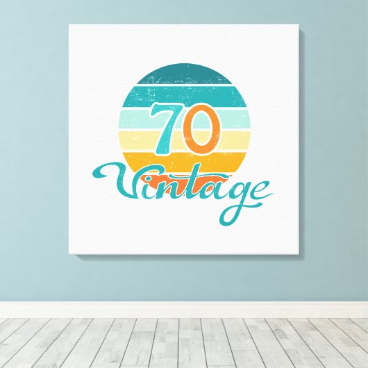 Retro Sunset 70  gestrest Canvas Afdruk (Insitu (Houten vloer))