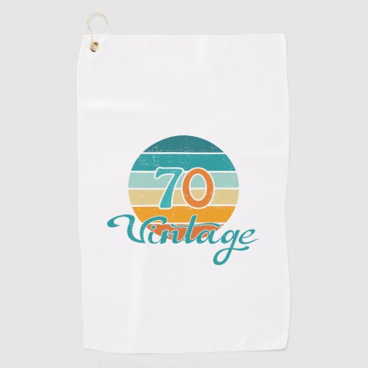 Retro Sunset 70 gestrest Golfhanddoek (Voorkant)