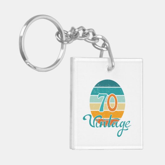 Retro Sunset 70  gestrest Sleutelhanger (Voorkant Links)