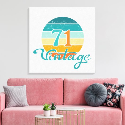 Retro Sunset 71 gestrest Canvas Afdruk (Insitu (Woonkamer))