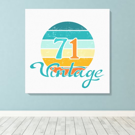 Retro Sunset 71  gestrest Canvas Afdruk (Insitu (Houten vloer))