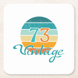 Retro Sunset 73 noodlijdend Vierkante Kartonnen Onderzetter