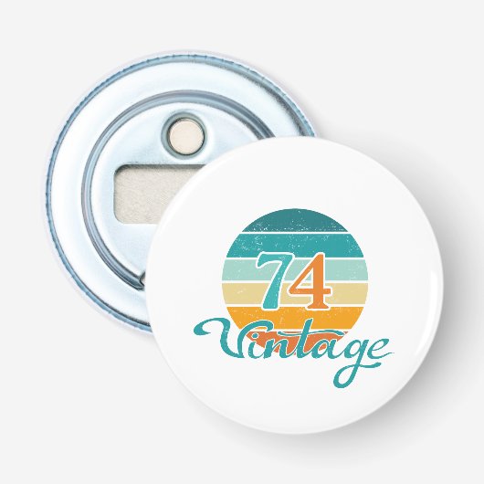 Retro Sunset 74  gestrest Button Flesopener (Voorkant)