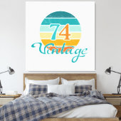 Retro Sunset 74 gestrest Canvas Afdruk (Insitu (Slaapkamer))