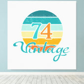 Retro Sunset 74 gestrest Canvas Afdruk (Insitu (Houten vloer))