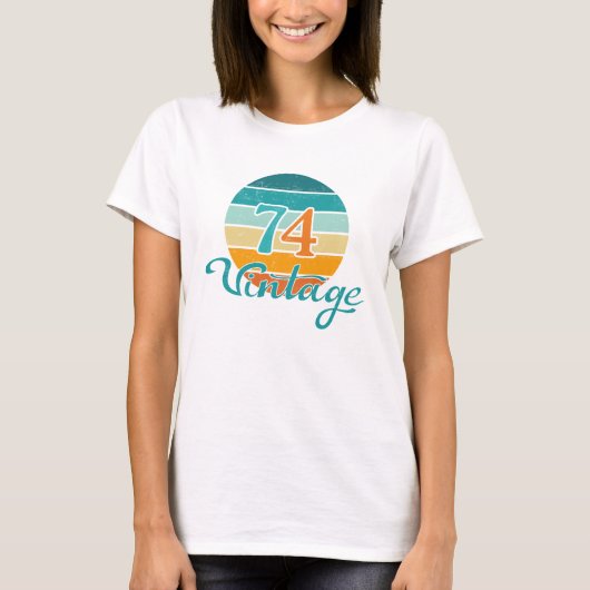 Retro Sunset 74  gestrest T-shirt (Voorkant)