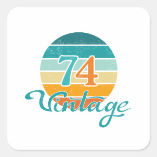 Retro Sunset 74 gestrest Vierkante Sticker