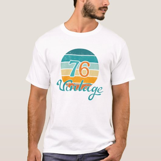 Retro Sunset 76  gestrest T-shirt (Voorkant)