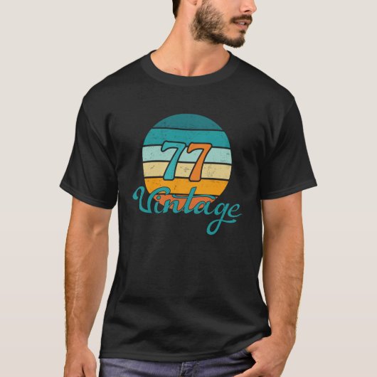 Retro Sunset 77 gestrest T-shirt (Voorkant)