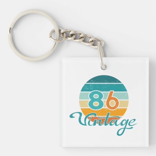Retro Sunset 86 Vintage Distressed Sleutelhanger (Voorkant)