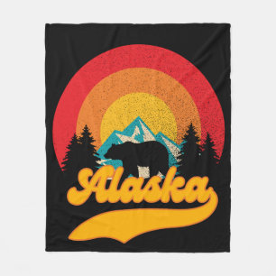 Retro Sunset Alaska Juneau Beer Mountains Wild AK Fleece Deken