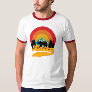 Retro Sunset Alaska Juneau Beer Mountains Wild AK T-shirt