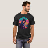 Retro Sunset Alaskan Malamute Dog T-shirt (Voorkant volledig)