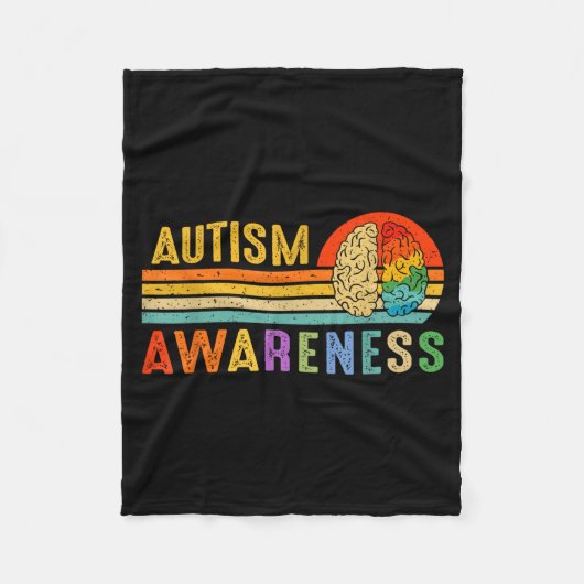 Retro Sunset Autism Awareness Neurodiversity Spect Fleece Deken (Voorkant)