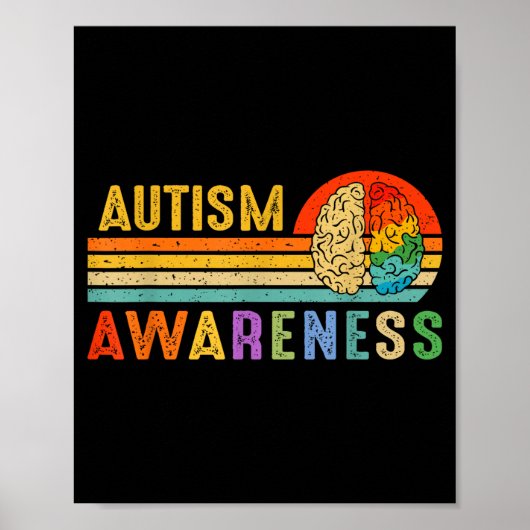 Retro Sunset Autism Awareness Neurodiversity Spect Poster (Voorkant)