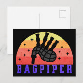 Retro Sunset Bagpiper Briefkaart (Voorkant / Achterkant)