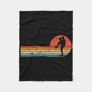 Retro Sunset Baseball Pitcher Baseball Pla Fleece Deken