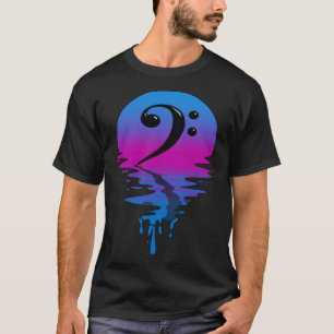  Retro Sunset Bass Clef T-shirt