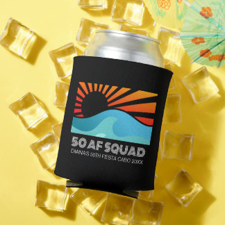 Retro Sunset Beach 50th 40th Birthday Crew Squad Blikjeskoeler