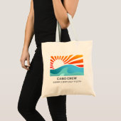 Retro Sunset Beach Custom Text Birthday Party Crew Tote Bag (Voorkant (product))