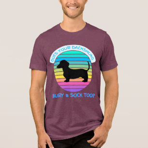 Retro Sunset Begraaft uw teckel ook een sok? Tri-Blend Shirt